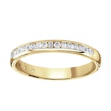 Goldsmiths 9ct Yellow Gold 0.25cttw Channel Set Dot Dash Diamond Half Eternity Ring