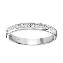 06507835 - Platinum 0.25cttw Channel Set Dot Dash Diamond Half Eternity Ring