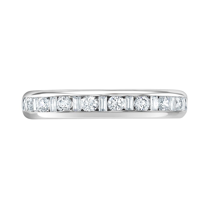 Goldsmiths 18ct White Gold 0.50cttw Channel Set Dot Dash Diamond Half Eternity Ring