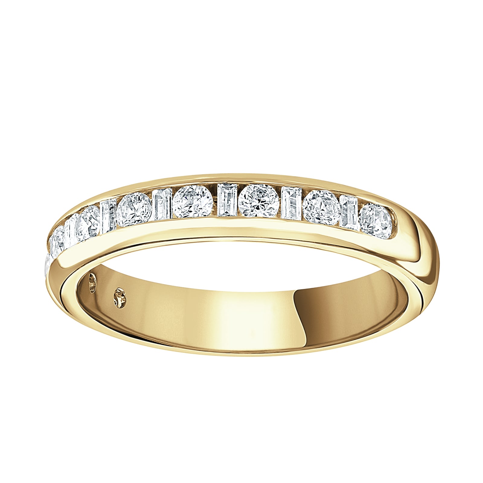 18ct Yellow Gold 0.50cttw Channel Set Dot Dash Diamond Half Eternity Ring - Ring Size H