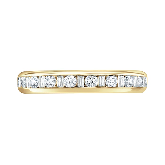 Goldsmiths 18ct Yellow Gold 0.50cttw Channel Set Dot Dash Diamond Half Eternity Ring