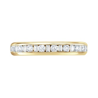 Goldsmiths 18ct Yellow Gold 0.50cttw Channel Set Dot Dash Diamond Half Eternity Ring Goldsmiths 18ct Yellow Gold 0.50cttw Channel Set Dot Dash Diamond Half Eternity Ring