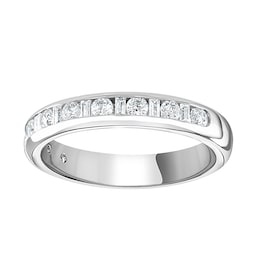 06507840 - Platinum 0.50cttw Channel Set Dot Dash Diamond Half Eternity Ring