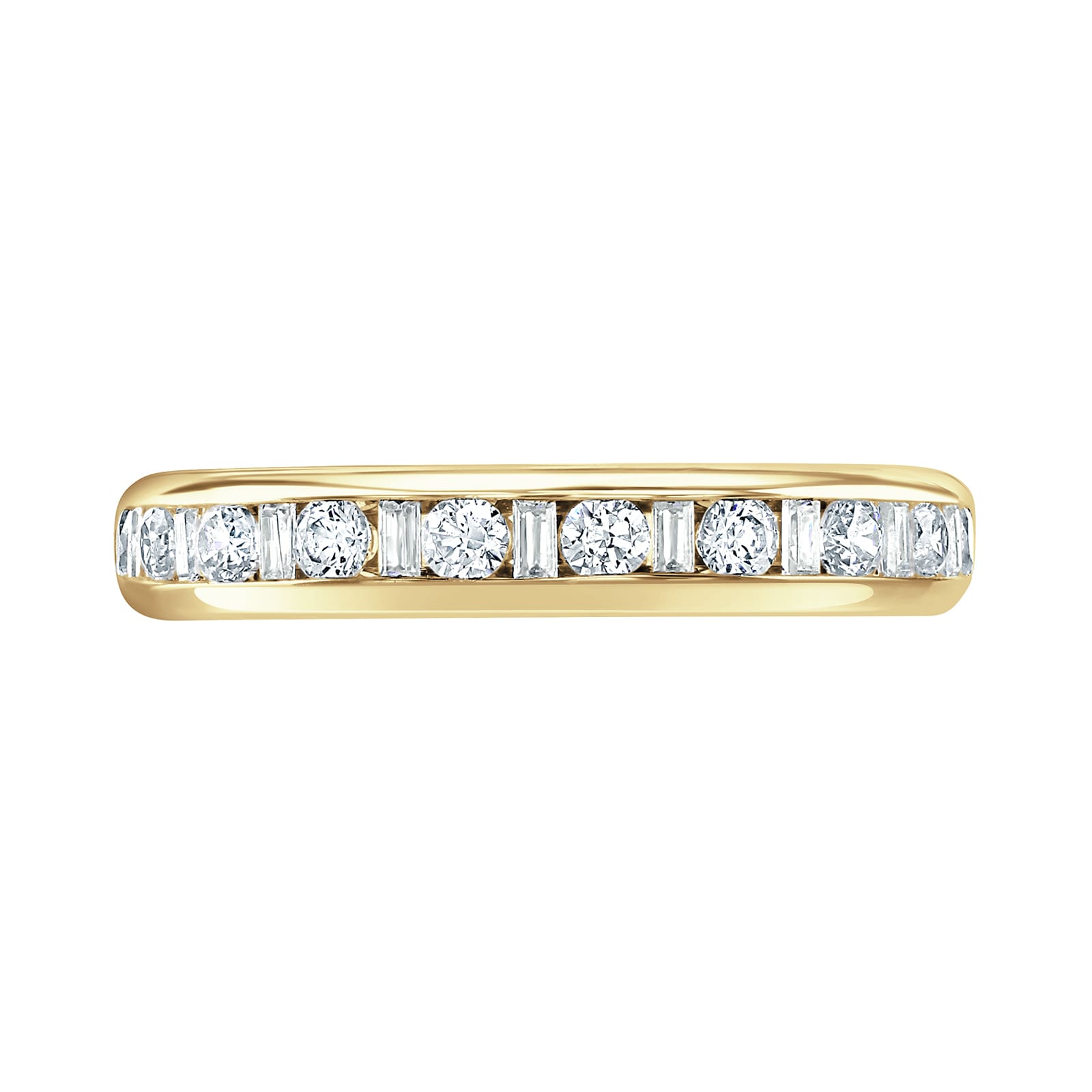 Goldsmiths 9ct Yellow Gold 0.50cttw Channel Set Dot Dash Diamond Half Eternity Ring Goldsmiths 9ct Yellow Gold 0.50cttw Channel Set Dot Dash Diamond Half Eternity Ring