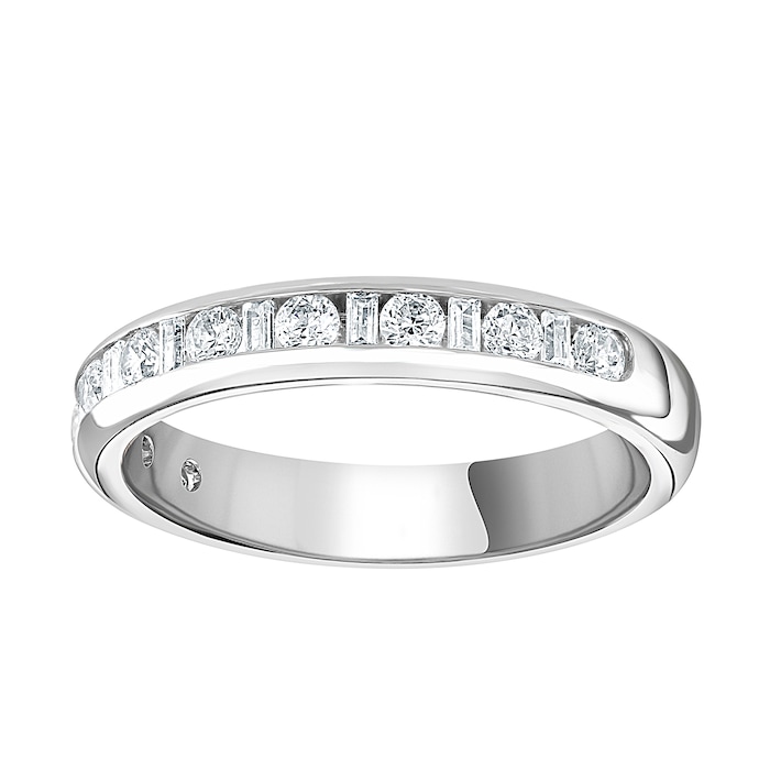 Goldsmiths 18ct White Gold 0.50cttw Channel Set Dot Dash Diamond Half Eternity Ring