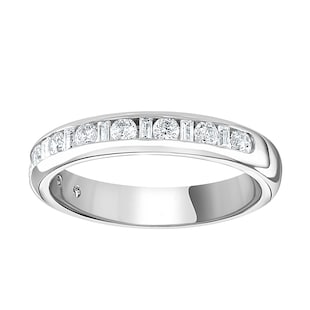 Goldsmiths Platinum 0.50cttw Channel Set Dot Dash Diamond Half Eternity Ring