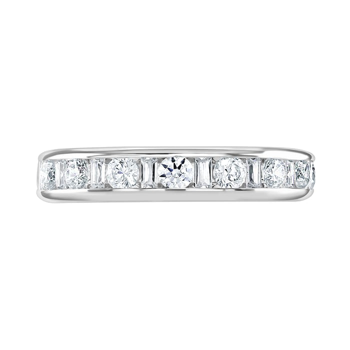 Goldsmiths 18ct White Gold 1.00cttw Channel Set Dot Dash Diamond Half Eternity Ring