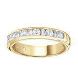 Goldsmiths 18ct Yellow Gold 1.00cttw Channel Set Dot Dash Diamond Half Eternity Ring