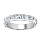 Goldsmiths 9ct White Gold 1.00cttw Channel Set Dot Dash Diamond Half Eternity Ring