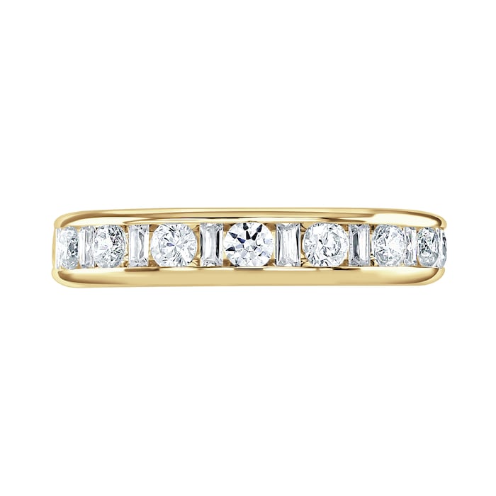 Goldsmiths 9ct Yellow Gold 1.00cttw Channel Set Dot Dash Diamond Half Eternity Ring