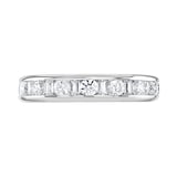 Goldsmiths Platinum 1.00cttw Channel Set Dot Dash Diamond Half Eternity Ring