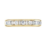 Goldsmiths 18ct Yellow Gold 1.00cttw Channel Set Dot Dash Diamond Half Eternity Ring