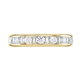 Goldsmiths 18ct Yellow Gold 1.00cttw Channel Set Dot Dash Diamond Half Eternity Ring