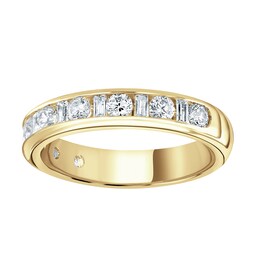 06507868 - 9ct Yellow Gold 1.00cttw Channel Set Dot Dash Diamond Half Eternity Ring