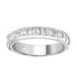 06507869 - Platinum 1.00cttw Channel Set Dot Dash Diamond Half Eternity Ring