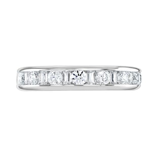 Goldsmiths Platinum 1.00cttw Channel Set Dot Dash Diamond Half Eternity Ring