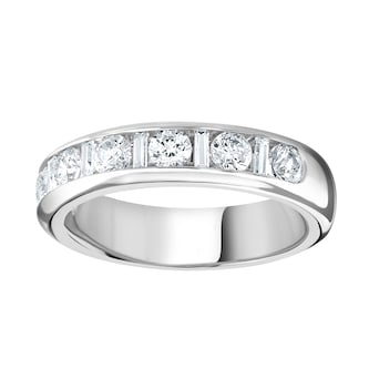 Goldsmiths 18ct White Gold 1.40cttw Channel Set Dot Dash Diamond Half Eternity Ring Goldsmiths 18ct White Gold 1.40cttw Channel Set Dot Dash Diamond Half Eternity Ring