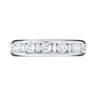 Goldsmiths 18ct White Gold 1.40cttw Channel Set Dot Dash Diamond Half Eternity Ring Goldsmiths 18ct White Gold 1.40cttw Channel Set Dot Dash Diamond Half Eternity Ring