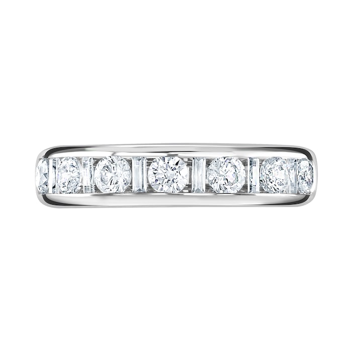 Goldsmiths Platinum 1.40cttw Channel Set Dot Dash Diamond Half Eternity Ring