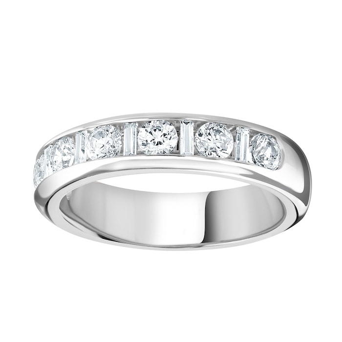 Goldsmiths 18ct White Gold 1.40cttw Channel Set Dot Dash Diamond Half Eternity Ring