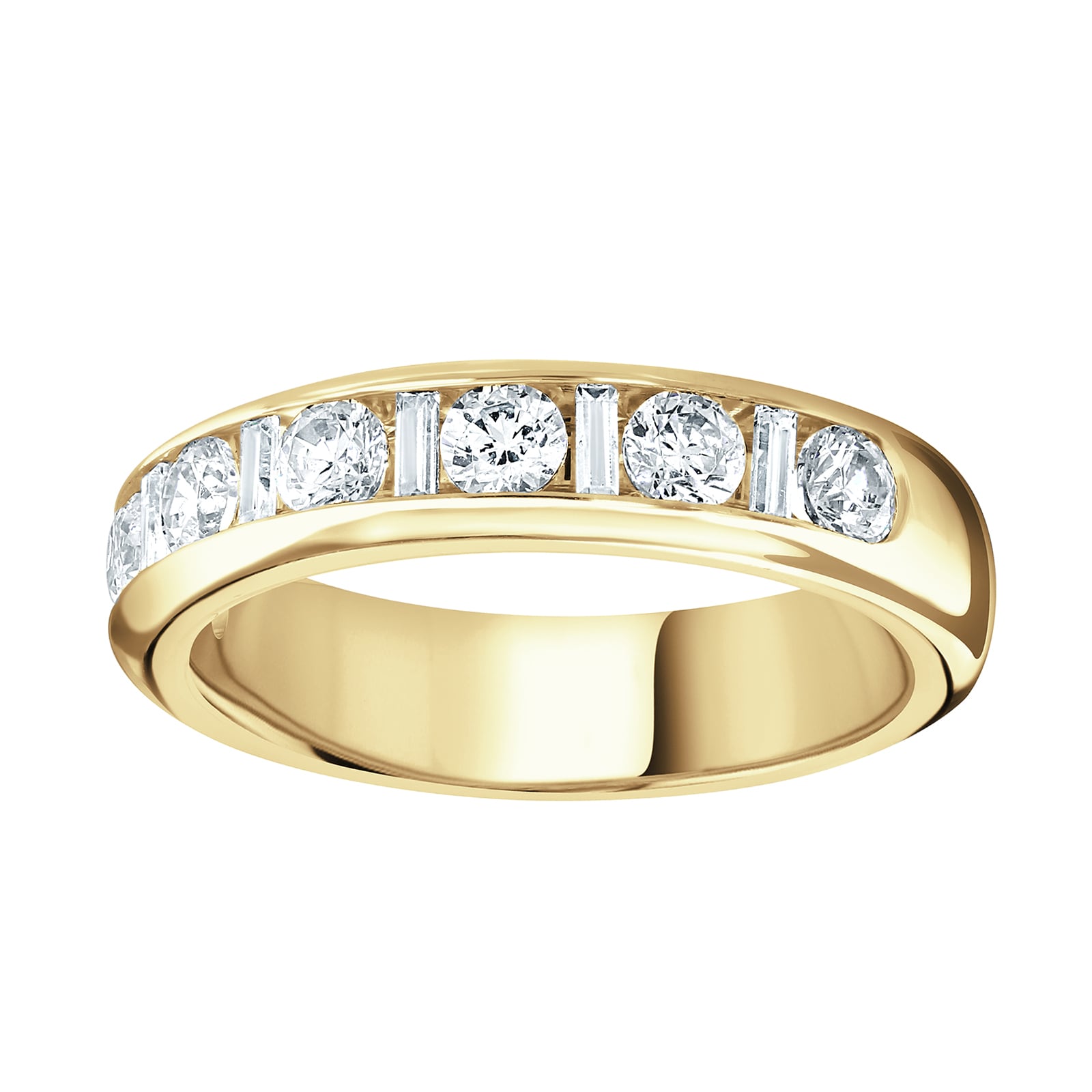 Goldsmiths 18ct Yellow Gold 1.40cttw Channel Set Dot Dash Diamond Half Eternity Ring Goldsmiths 18ct Yellow Gold 1.40cttw Channel Set Dot Dash Diamond Half Eternity Ring