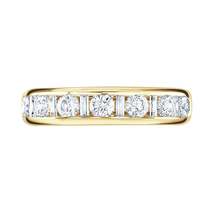 Goldsmiths 18ct Yellow Gold 1.40cttw Channel Set Dot Dash Diamond Half Eternity Ring