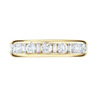 Goldsmiths 18ct Yellow Gold 1.40cttw Channel Set Dot Dash Diamond Half Eternity Ring Goldsmiths 18ct Yellow Gold 1.40cttw Channel Set Dot Dash Diamond Half Eternity Ring