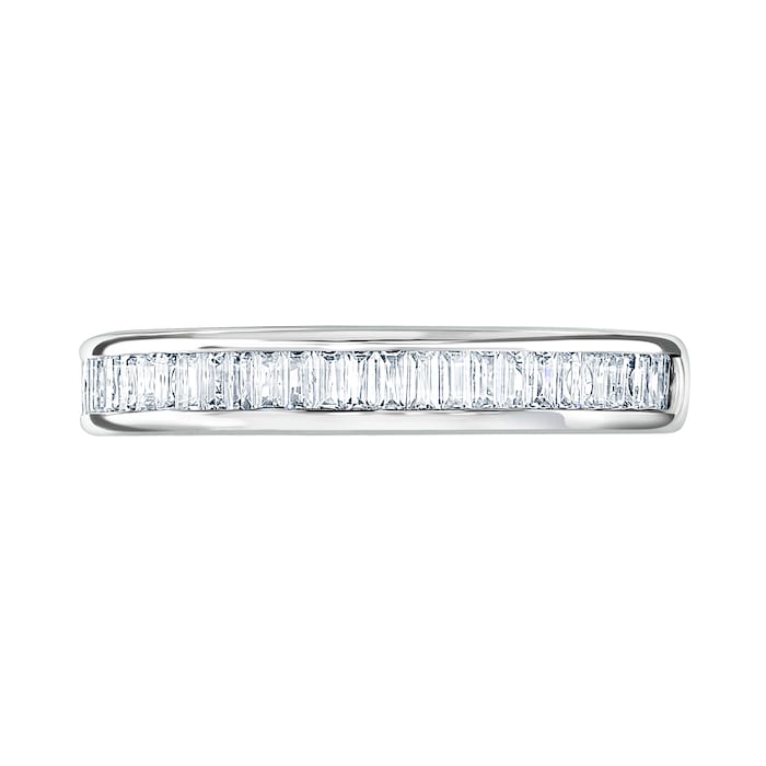 Goldsmiths 18ct White Gold 0.54cttw Baguette Cut Channel Set Diamond Half Eternity Ring