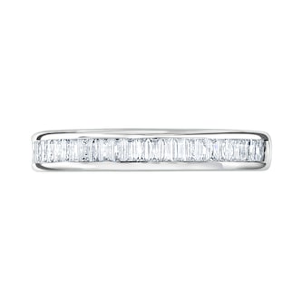 Goldsmiths 9ct White Gold 0.54cttw Baguette Cut Channel Set Diamond Half Eternity Ring