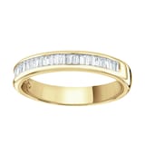 Goldsmiths 9ct Yellow Gold 0.54cttw Baguette Cut Channel Set Diamond Half Eternity Ring