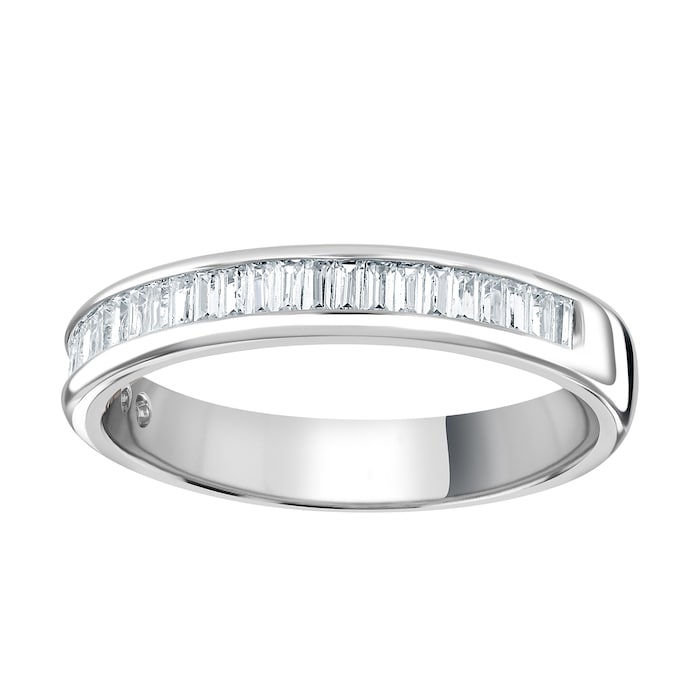 Goldsmiths Platinum 0.54cttw Baguette Cut Channel Set Diamond Half Eternity Ring - Ring Size W