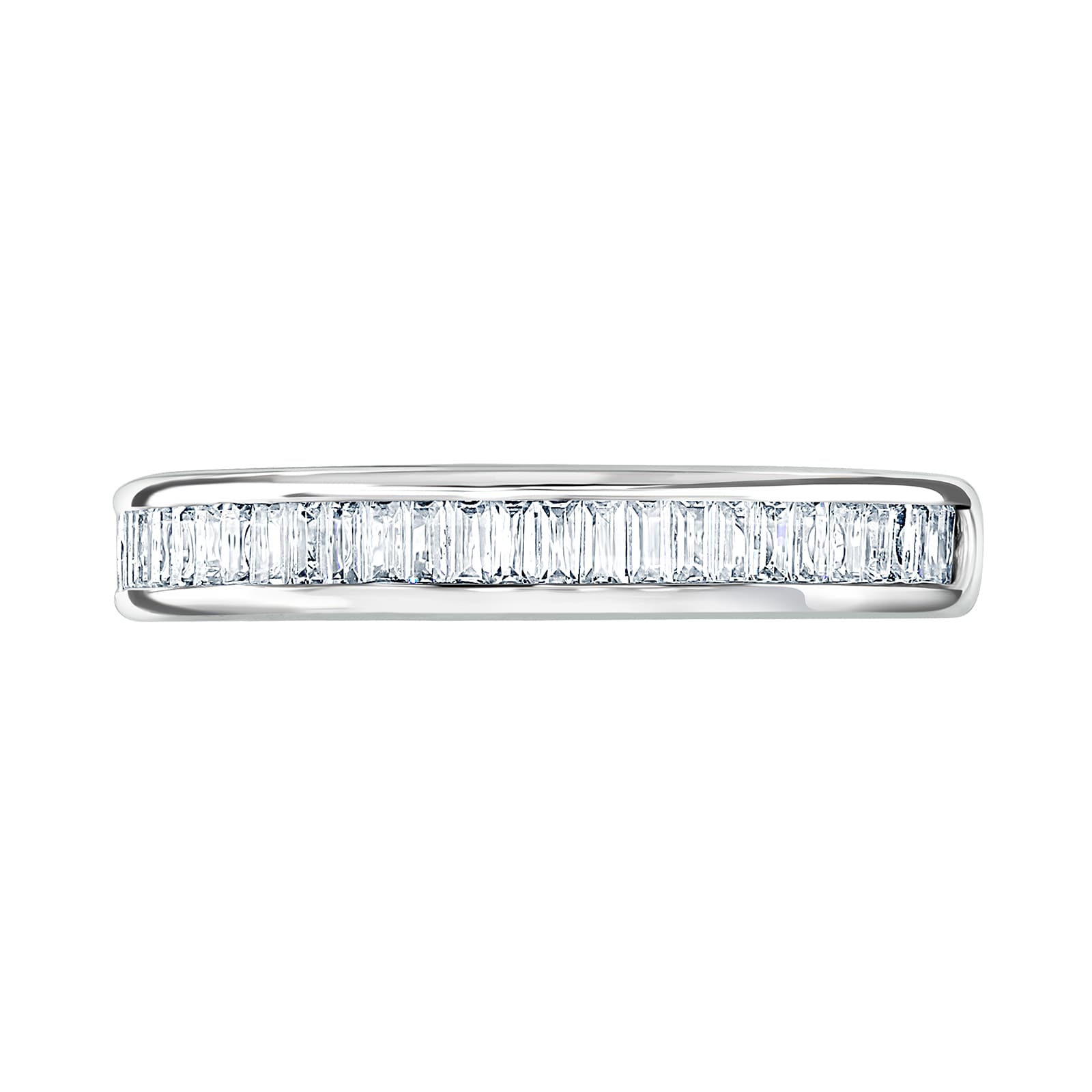 Goldsmiths Platinum 0.54cttw Baguette Cut Channel Set Diamond Half Eternity Ring