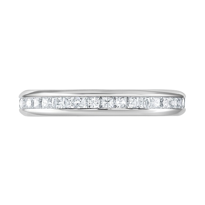 Goldsmiths 18ct White Gold 1.00cttw Princess Cut Channel Set Diamond Full Eternity Ring