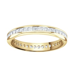 06507894 - 18ct Yellow Gold 1.00cttw Princess Cut Channel Set Diamond Full Eternity Ring