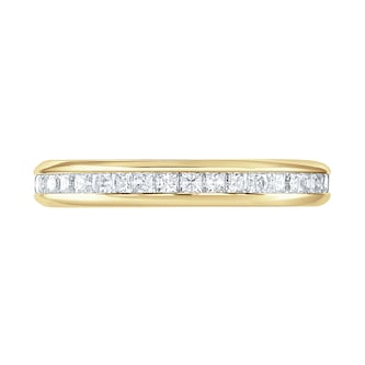 Goldsmiths 18ct Yellow Gold 1.00cttw Princess Cut Channel Set Diamond Full Eternity Ring