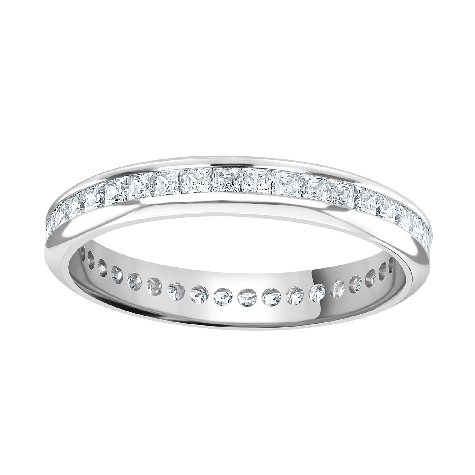 9ct White Gold 1.00cttw Princess Cut Channel Set Diamond Full Eternity Ring - Ring Size M