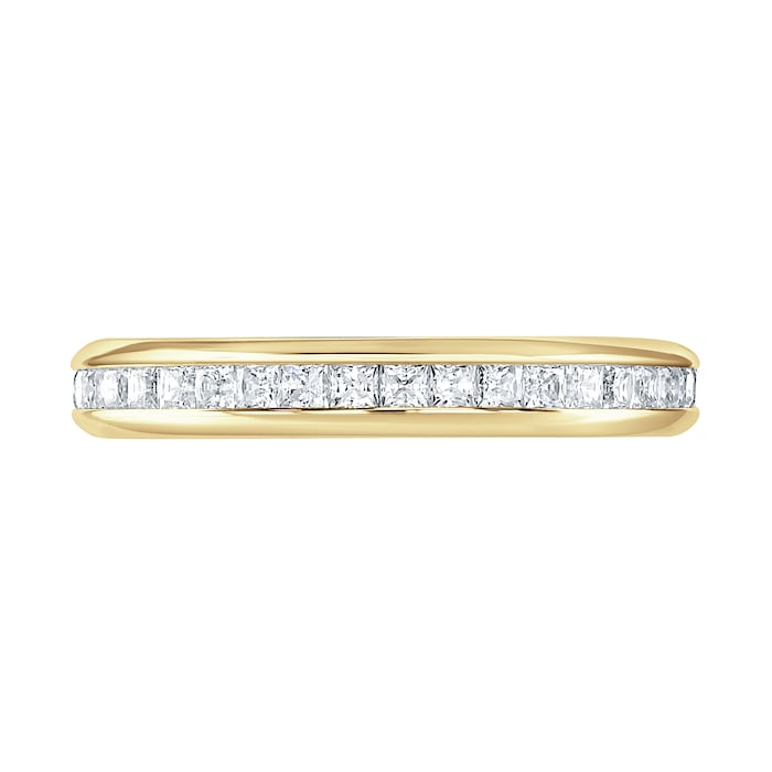 Goldsmiths 18ct Yellow Gold 1.00cttw Princess Cut Channel Set Diamond Full Eternity Ring