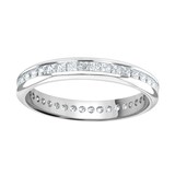 Goldsmiths 9ct White Gold 1.00cttw Princess Cut Channel Set Diamond Full Eternity Ring