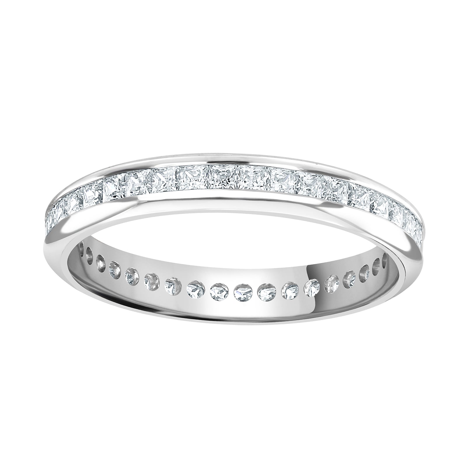 Platinum 1.00cttw Princess Cut Channel Set Diamond Full Eternity Ring - Ring Size O