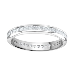 06507904 - Platinum 1.00cttw Princess Cut Channel Set Diamond Full Eternity Ring