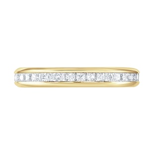Goldsmiths 18ct Yellow Gold 1.00cttw Princess Cut Channel Set Diamond Full Eternity Ring