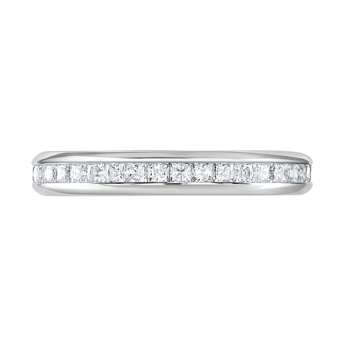 Goldsmiths 9ct White Gold 1.00cttw Princess Cut Channel Set Diamond Full Eternity Ring - Ring Size O