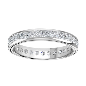 Goldsmiths 18ct White Gold 2.00cttw Princess Cut Channel Set Diamond Full Eternity Ring