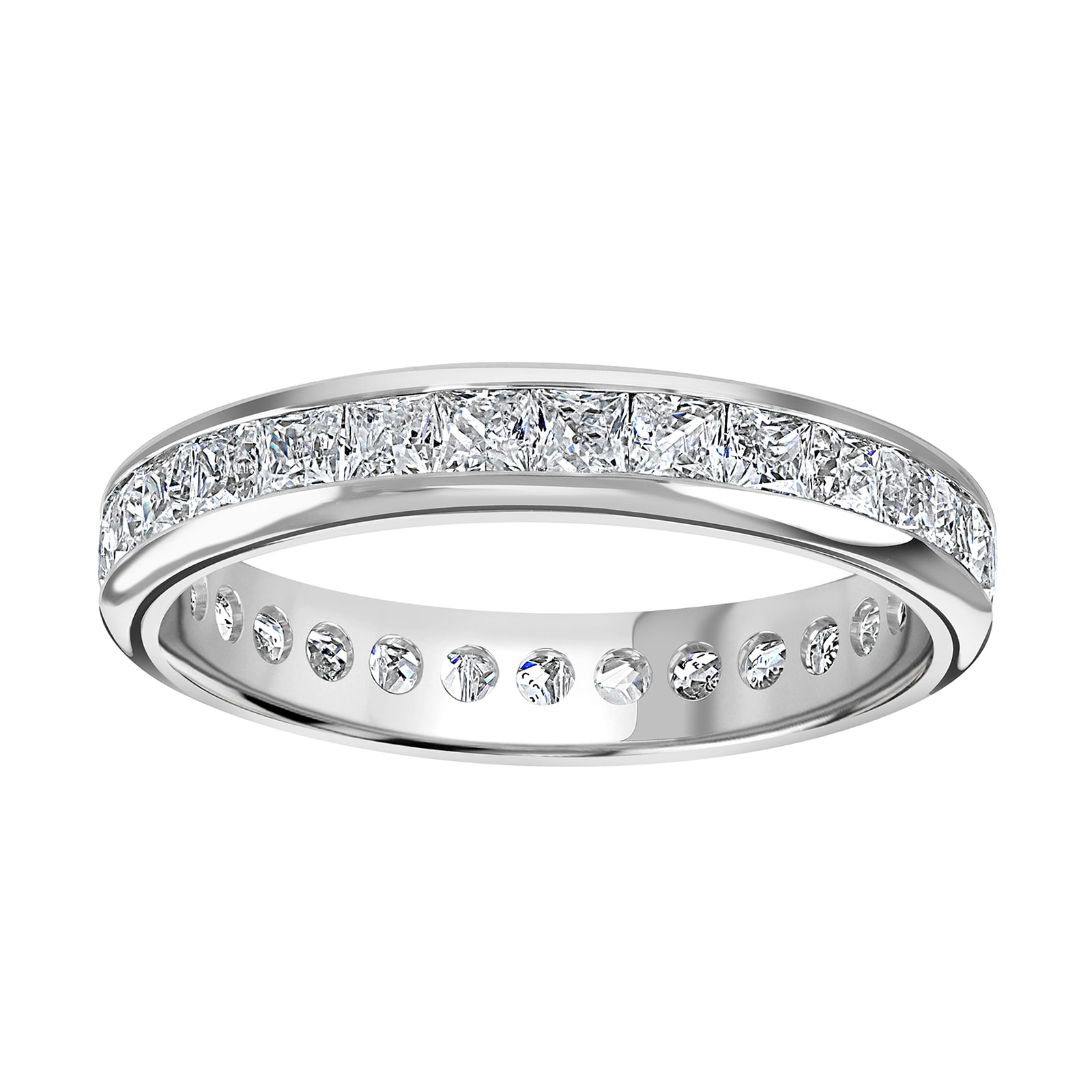 Goldsmiths 9ct White Gold 2.00cttw Princess Cut Channel Set Diamond Full Eternity Ring