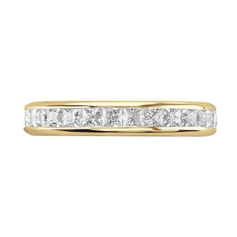 Goldsmiths 9ct Yellow Gold 2.00cttw Princess Cut Channel Set Diamond Full Eternity Ring
