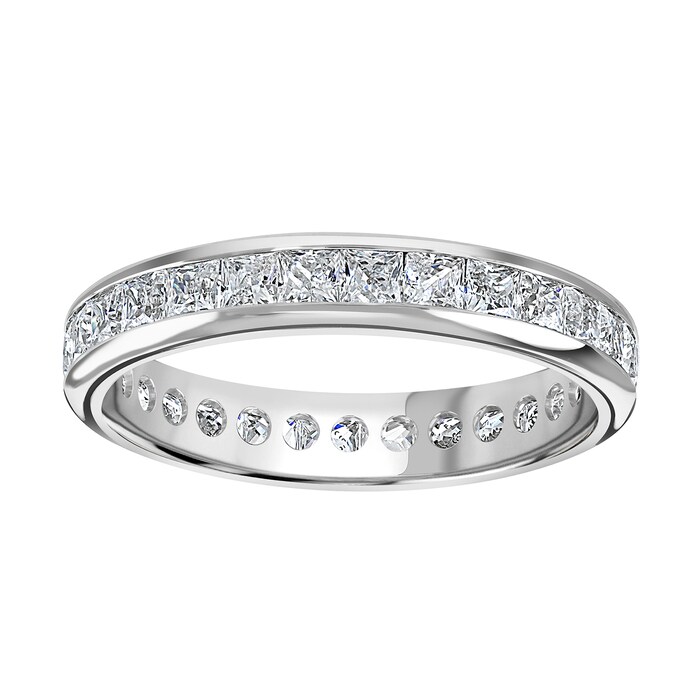 Goldsmiths 18ct White Gold 2.00cttw Princess Cut Channel Set Diamond Full Eternity Ring