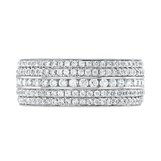 Goldsmiths 18ct White Gold 1.25cttw Five Row Channel Set Diamond Full Eternity Ring