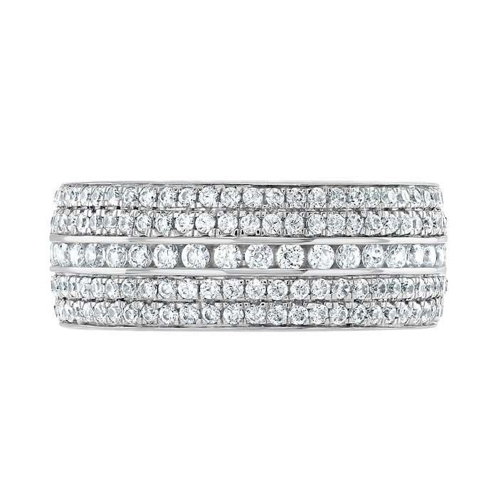 Goldsmiths 9ct White Gold 1.25cttw Five Row Channel Set Diamond Full Eternity Ring