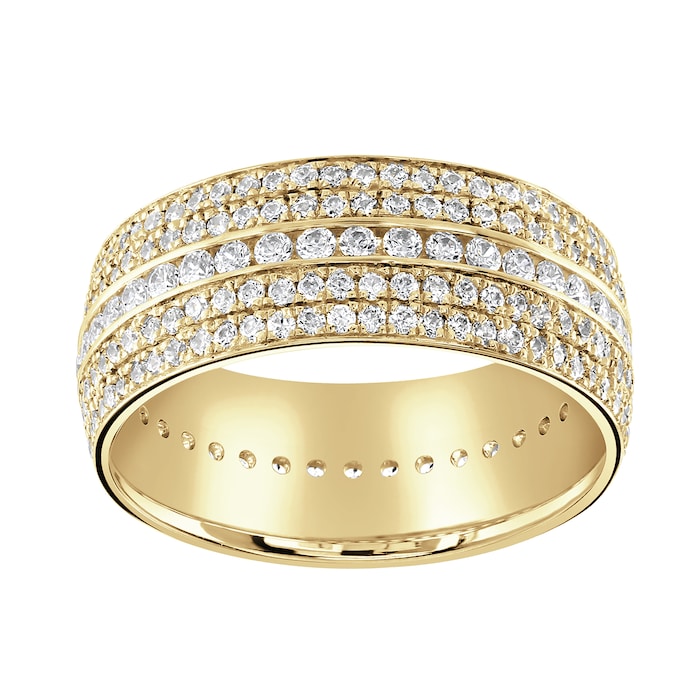 Goldsmiths 18ct Yellow Gold 1.25cttw Five Row Channel Set Diamond Full Eternity Ring - Ring Size V