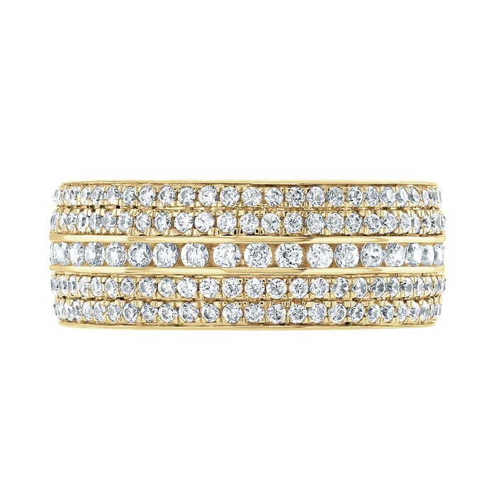 Goldsmiths 18ct Yellow Gold 1.25cttw Five Row Channel Set Diamond Full Eternity Ring - Ring Size V